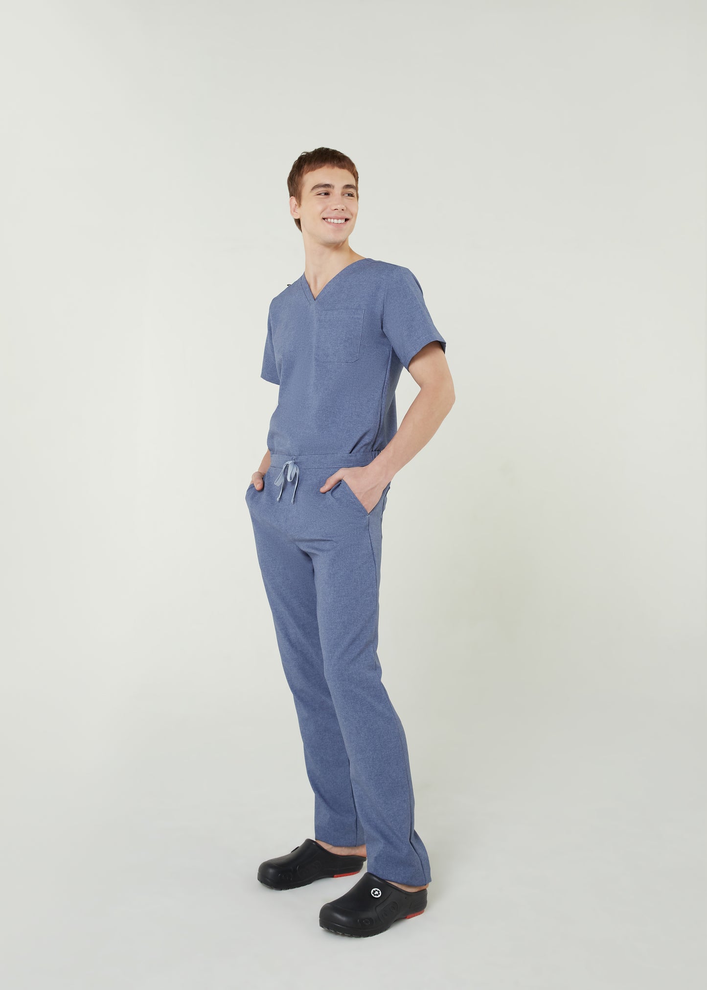 PAT-MED 'COMFY' Men's Scrub Top BLUE JEANS