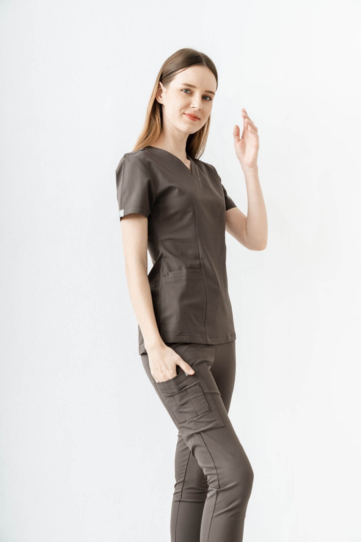 PAT-MED 'JOY' Premium Women's Scrub Top DARK OAK