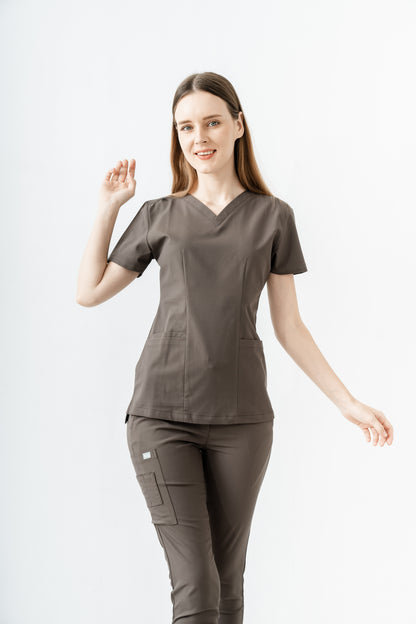 PAT-MED 'JOY' Premium Women's Scrub Top DARK OAK