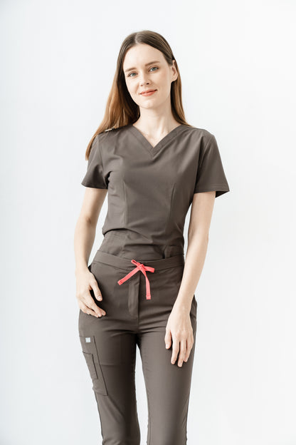 PAT-MED 'JOY' Premium Women's Scrub Top DARK OAK