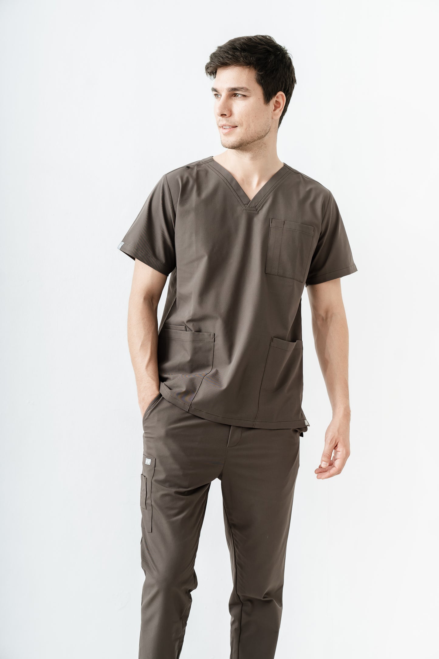 PAT-MED 'JOY' Premium Men's Scrub Top DARK OAK