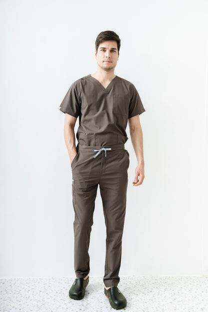 PAT-MED 'JOY' Premium Men's Scrub Top DARK OAK