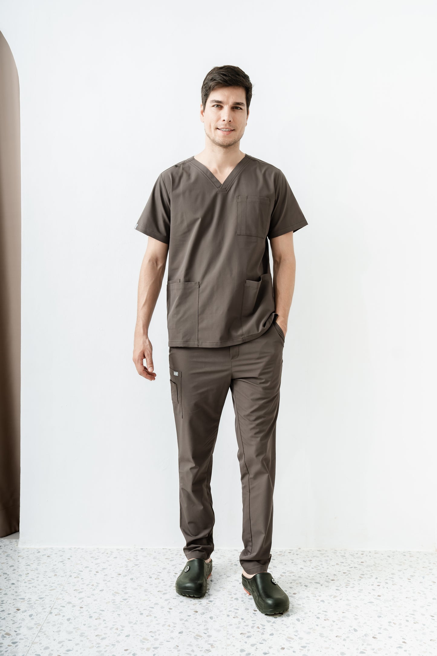 PAT-MED 'JOY' Premium Men's Scrub Top DARK OAK