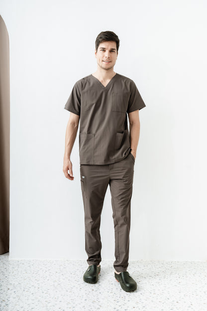 PAT-MED 'JOY' Premium Men's Scrub Top DARK OAK