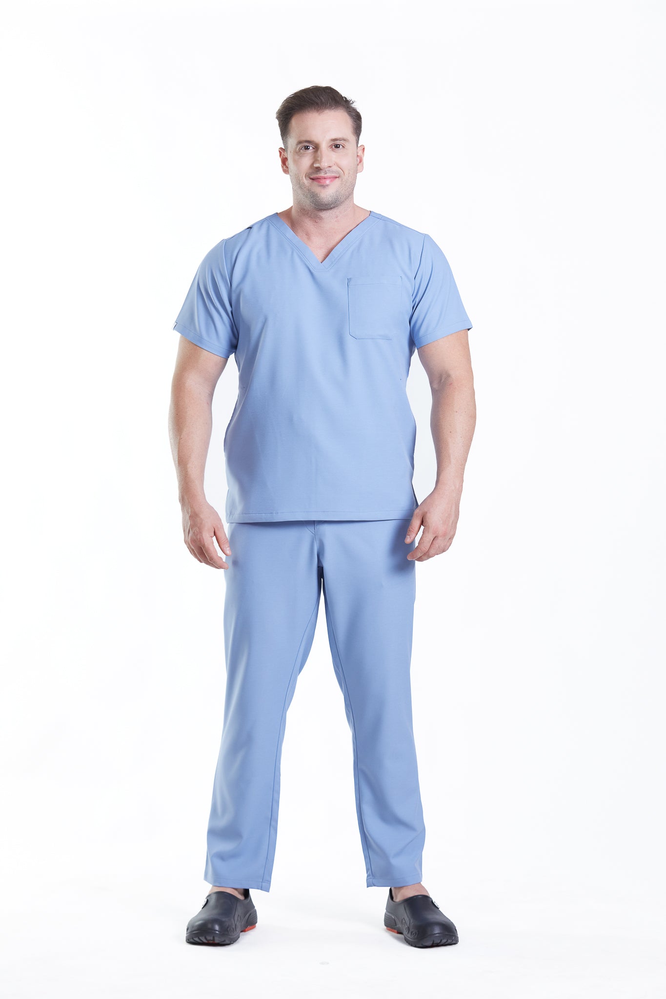 PAT-MED 'COMFY' Men's Scrub Top AQUA BLUE