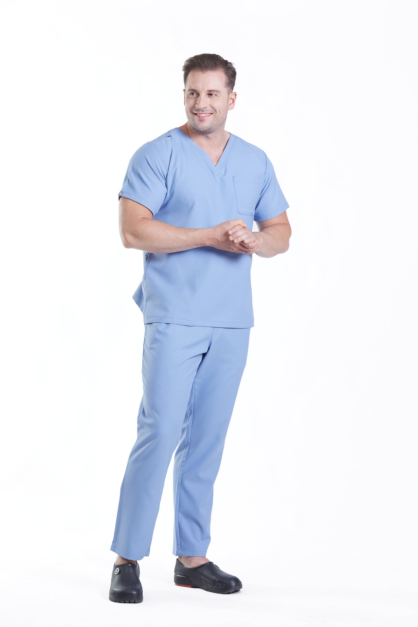 PAT-MED 'COMFY' Men's Scrub Top AQUA BLUE