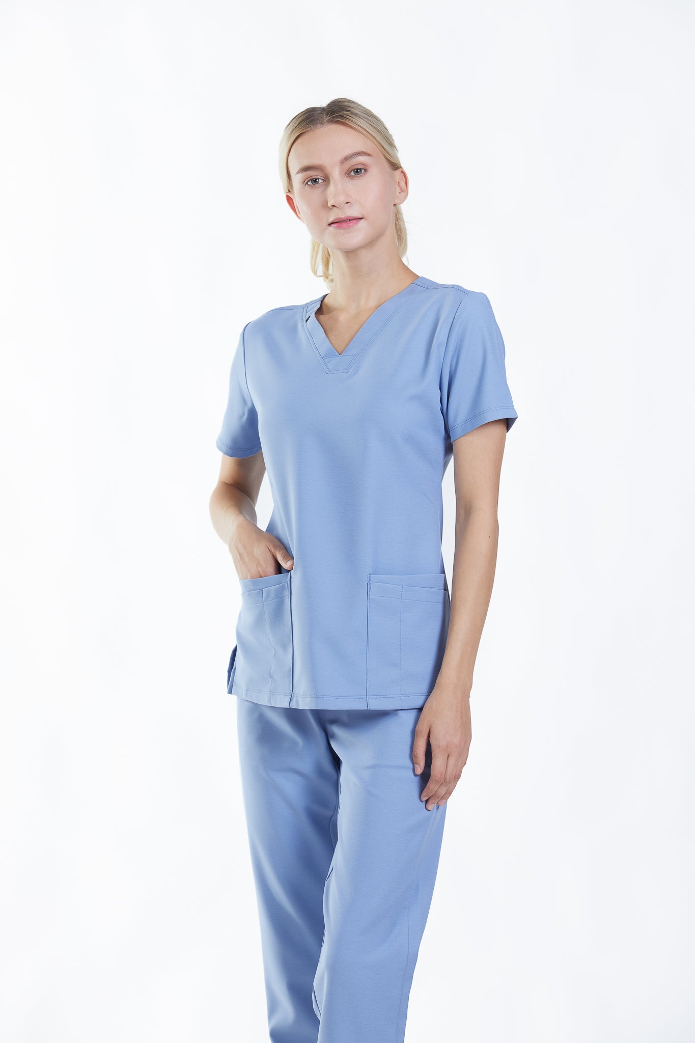 PAT-MED 'COMFY' Women's Scrub Top AQUA BLUE