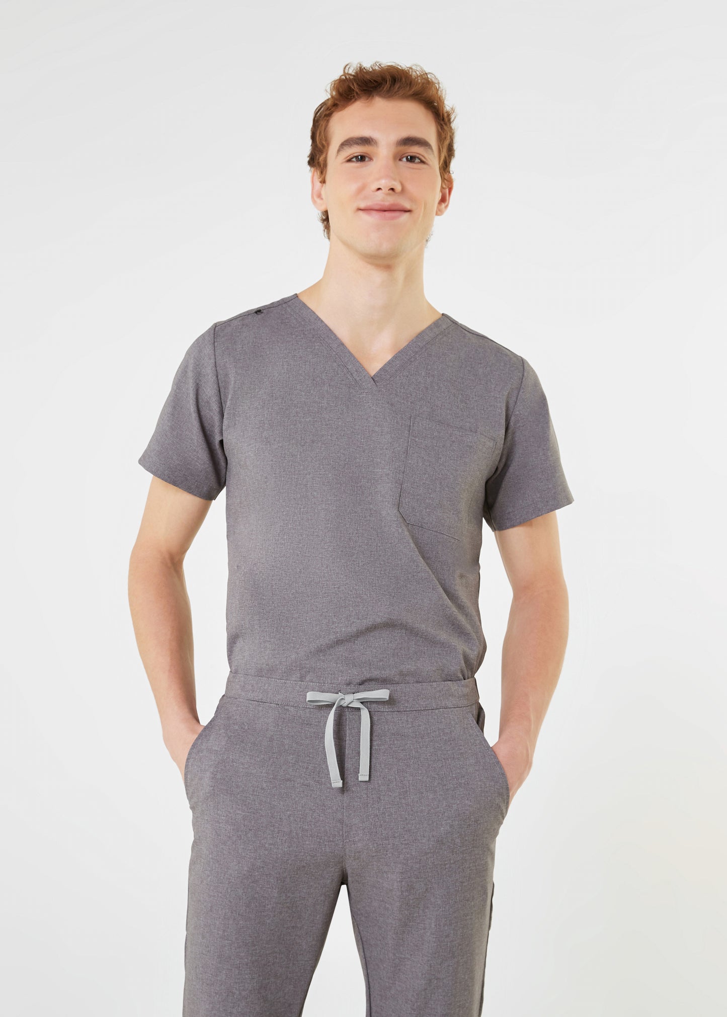 PAT-MED 'COMFY' Men's Scrub Top HEATHER GRAY