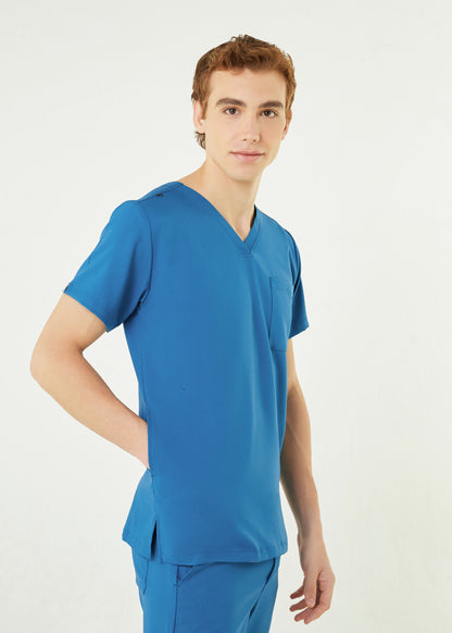 PAT-MED 'COMFY' Men's Scrub Top CARIBBEAN BLUE