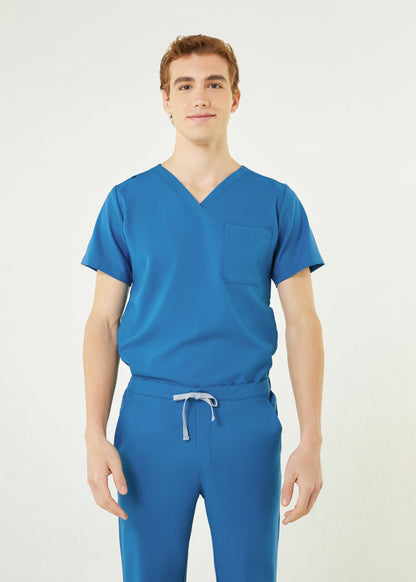 PAT-MED 'COMFY' Men's Scrub Top CARIBBEAN BLUE