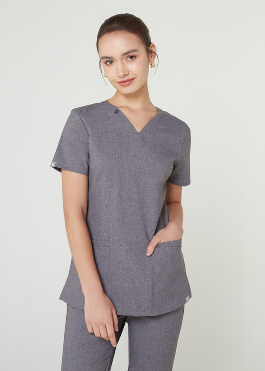 PAT-MED 'COMFY' Women's Scrub Top HEATHER GRAY